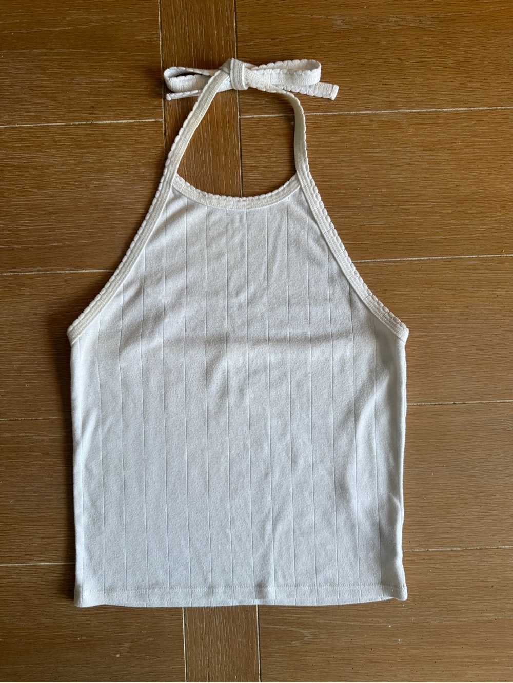 American Eagle Outfitters White Ribbed Halter Tank